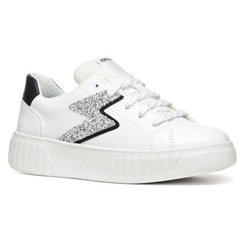 Geox J MIKIROSHI Girl A Sneaker, White/Silver, 39 EU Geox J MIKIROSHI Girl A Sneaker, White/Silver, 39 EU von Geox