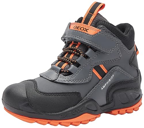 Geox J New Savage Boy B A Sneaker, DK Grey/ORANGE, 24 EU von Geox