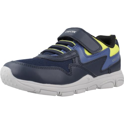 Geox J New Torque Boy A Sneaker, Navy/Lime, 24 EU von Geox