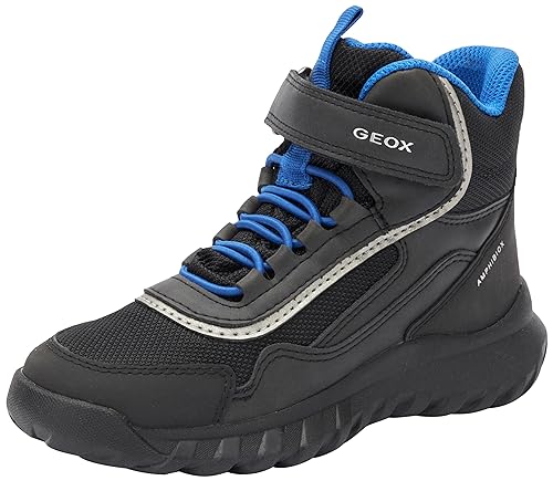 Geox Herren J SIMBYOS Boy B ABX Sneaker, Black/ROYAL, 38 EU von Geox