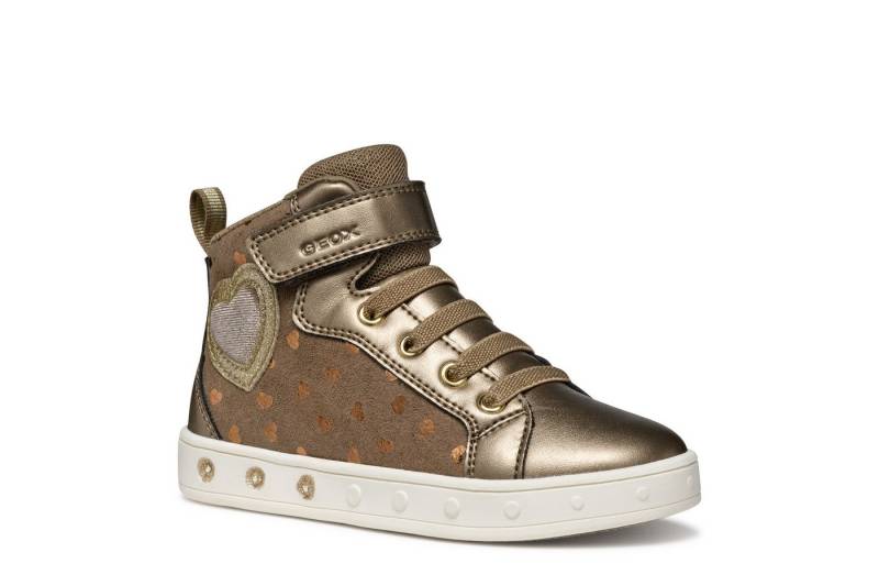 Geox J SKYLIN GIRL Blinkschuh Sneaker Schnürboots mit Glitzer, Blinkfunktion, Größenschablone zum Download von Geox