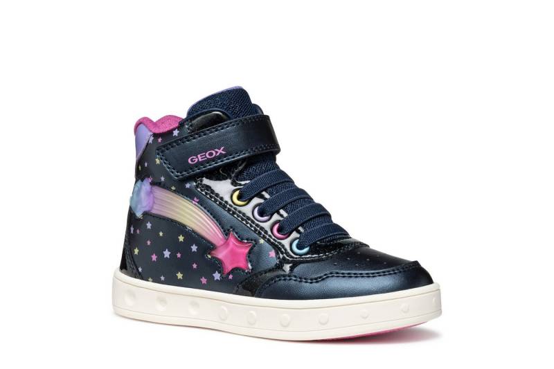 Geox J SKYLIN GIRL Blinkschuh Sneaker Schnürboots, Blinkschuh mit Glitzer und Blinkfunktion von Geox