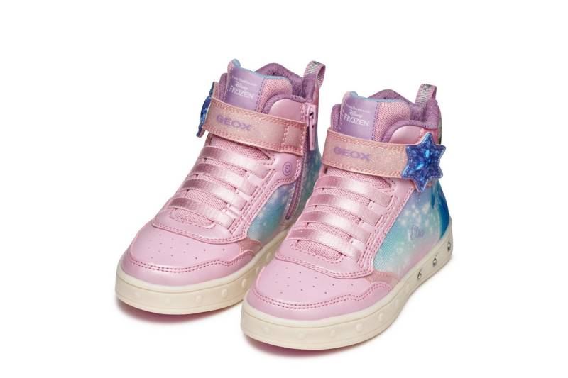 Geox J SKYLIN GIRL Blinkschuh Sneaker Schnürboots, Blinkschuh mit Glitzer und Blinkfunktion von Geox