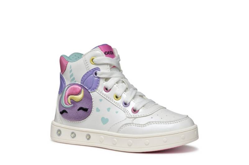 Geox J SKYLIN GIRL Blinkschuh Sneaker Schnürboots, Blinkschuh mit Glitzer und Blinkfunktion von Geox