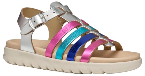 Geox J SOLEIMA Gir Sandal, Silver/Multicolor, 33 EU von Geox