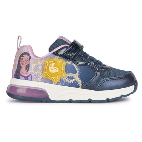 Geox J SPACECLUB Girl A Sneaker, Navy/Lavender, 32 EU von Geox
