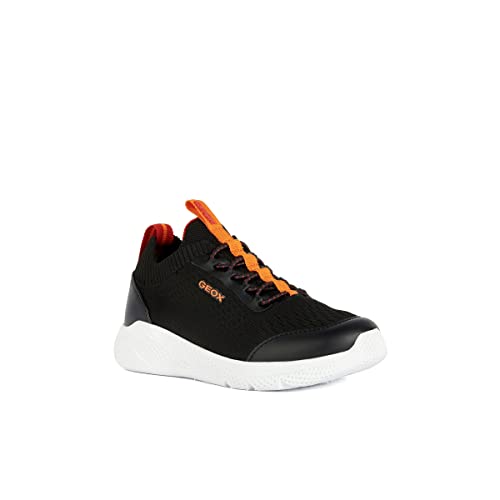 Geox J SPRINTYE Boy Sneaker, Black/ORANGE von Geox