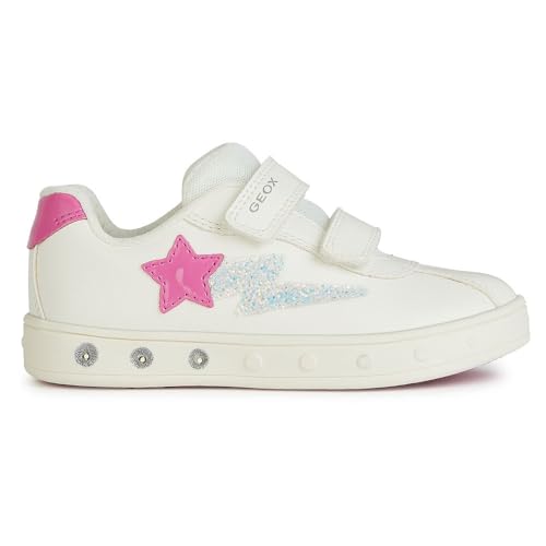 Geox J Skylin Girl A Sneaker, White/Fuchsia, 34 EU von Geox