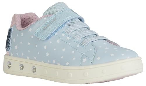 Geox J Skylin Girl C Sneaker, LT Blue/PINK, 33 EU von Geox