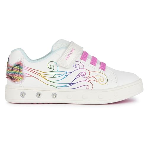 Geox J Skylin Girl C Sneaker, White/Multicolor, 35 EU von Geox