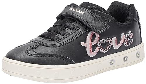 Geox J Skylin Girl Sneaker, Black/LT PINK, 37 EU von Geox