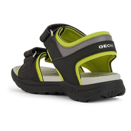 Geox J VANIETT Boy C Sandal, Black/Lime, 38 EU von Geox