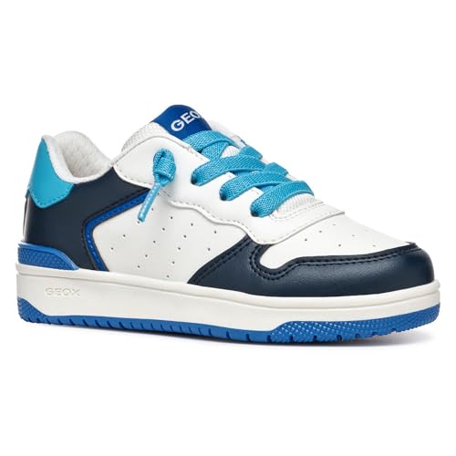 Geox J WASHIBA Boy B Sneaker, White/Azure, 39 EU von Geox