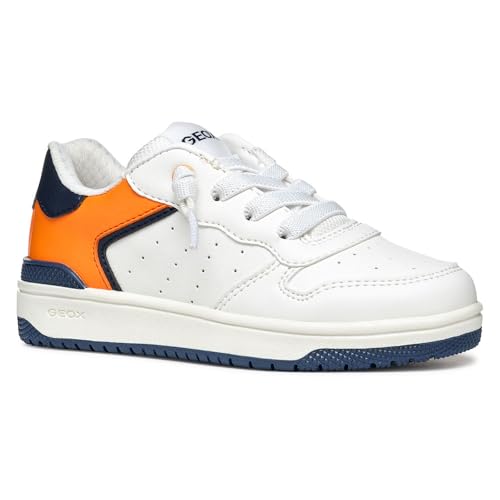Geox J WASHIBA Boy B Sneaker, White/Lt Orange, 36 EU von Geox