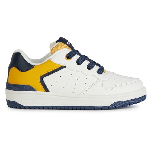 Geox J WASHIBA Boy B Sneaker, White/Yellow, 33 EU von Geox