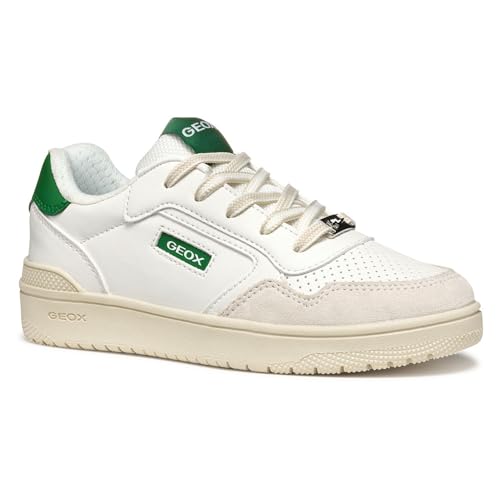 Geox J WASHIBA Boy D Sneaker, White/Green, 33 EU von Geox