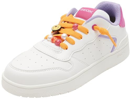 Geox J WASHIBA Girl D Sneaker, White/Fuchsia, 37 EU von Geox