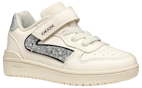 Geox J WASHIBA Girl A Sneaker, Lt Ivory/Silver, 38 EU von Geox
