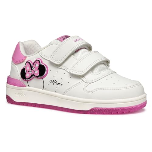 Geox J WASHIBA Girl B Sneaker, White/Fuchsia, 29 EU von Geox