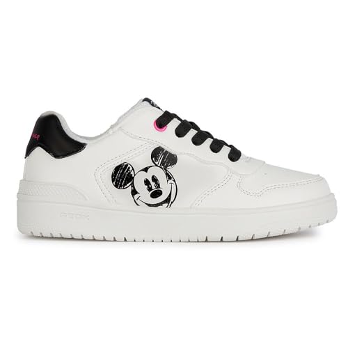 Geox J WASHIBA Girl E Sneaker, White/Black, 29 EU von Geox