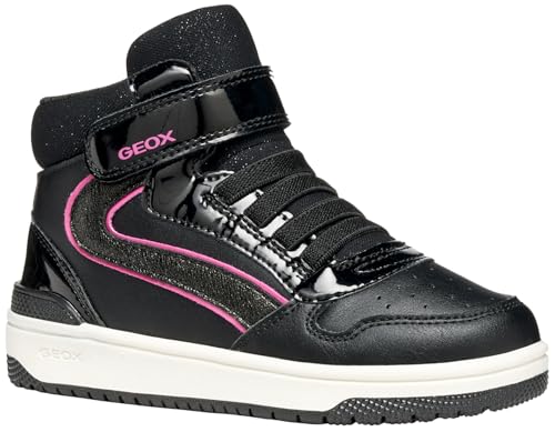 Geox J WASHIBA Girl Sneaker, Black/Fuchsia, 24 EU von Geox