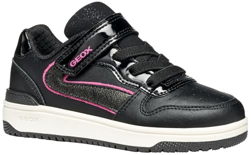Geox J WASHIBA Girl Sneaker, Black/Fuchsia, 32 EU von Geox