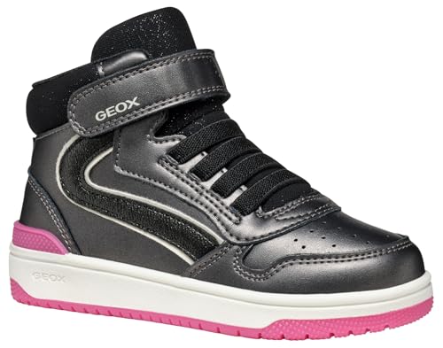 Geox J WASHIBA Girl Sneaker, DK Grey/Fuchsia, 32 EU von Geox