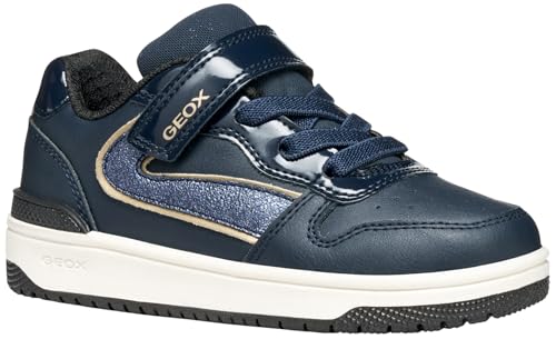 Geox J WASHIBA Girl Sneaker, Navy/Platinum, 27 EU von Geox
