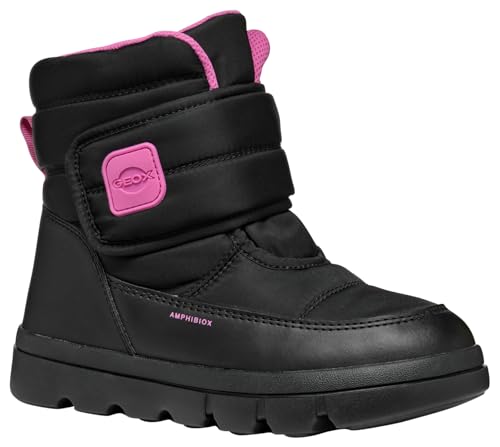Geox J WILLABOOM Girl B A Snow Boot, Black/Fuchsia, 26 EU von Geox