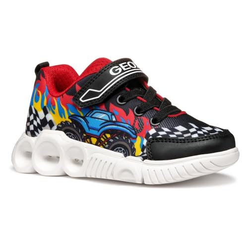 Geox J WROOM Boy D Sneaker, Black/Red, 30 EU Geox J WROOM Boy D Sneaker, Black/Red, 30 EU von Geox