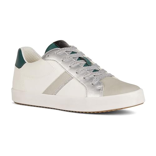 Geox Mädchen D Blomiee C Sneaker, Optic White Dk Green, 39 EU von Geox