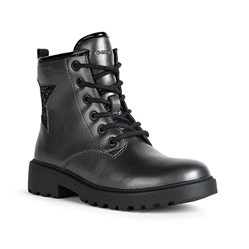 Geox Mädchen J Casey Girl Stiefeletten, Dk Grey Black, 39 EU von Geox