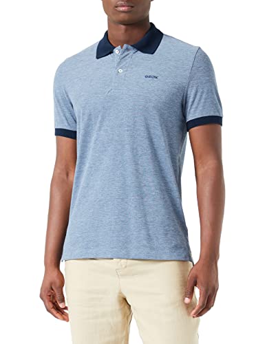 Geox Men's M Polo Shirt, Light Blue/Dark Navy, XL von Geox