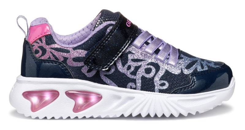 Geox Sneaker "J ASSISTER GIRL Blinkschuh", Klettschuh mit bunt glitzerndem Schleifchen Muster und Blinkfunktion von Geox