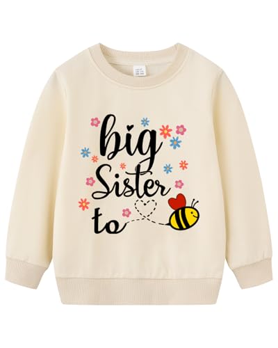 Geoyune Big Sister Sweatshirt Kleinkind Mädchen Promoted to Big Sister Ankündigung Pullover Outfit 2-7 Jahre, Big Sis#2, 7 Jahre von Geoyune
