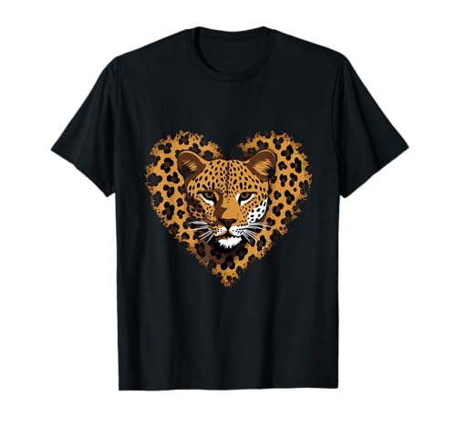 Cooler Gepard Leopard Print Herz Mädchen Tier T-Shirt Cooler Gepard Leopard Print Herz Mädchen Tier T-Shirt von Gepard Leopard Herz