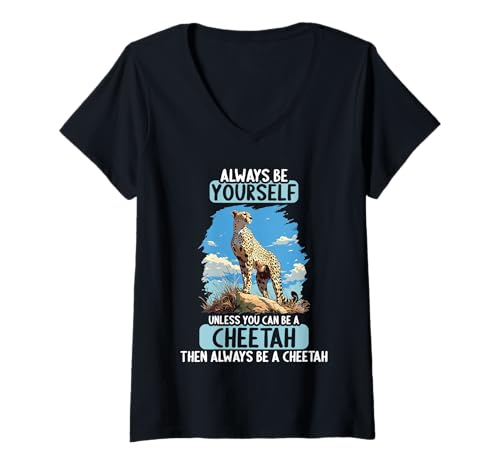 Damen Cheetah Geparde Gepard T-Shirt mit V-Ausschnitt Damen Cheetah Geparde Gepard T-Shirt mit V-Ausschnitt von Geparde Gepard Tier Shop