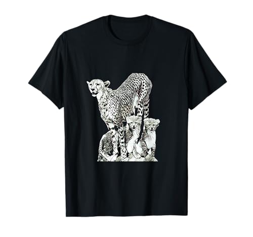 Geparden mit Babys Motiv Raubkatze Katzen Gepard Jungtiere T-Shirt Geparden mit Babys Motiv Raubkatze Katzen Gepard Jungtiere T-Shirt von Geparden Raubkatze Geburtstag Weihnachten Geschenk