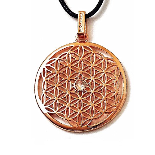 Gepardini Blume des Lebens Halskette mit Kristallen - Handarbeit, hochglanzpoliert (rosévergoldet) von Gepardini