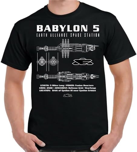 Babylon 5 Space Station Schematic Adult Shirt Black Size 3XL von GeRRiT