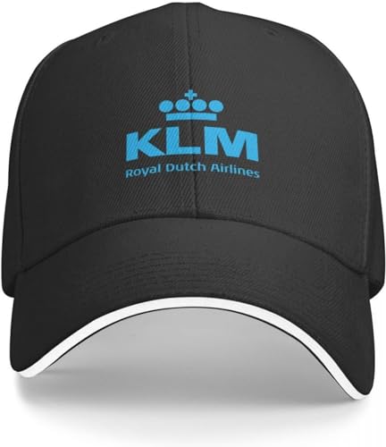 Baseballkappe Hip Hop Sonnenhut KLM Royal Dutch Airlines Logo Baseball Cap Schwarz Papa Hut Damen Hüte Männer Geburtstagsgeschenk für Männer Frauen von GerRit