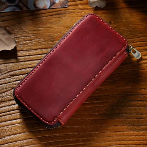 Federmäppchen aus Leder Aufbewahrungstasche for mehrere Stifte aus Leder mit Reißverschluss für Arbeit, Büro (Farbe : Wine red, Size : 16.5x8cm) von GerRit