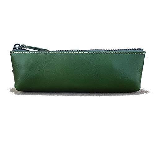 Federmäppchen aus Leder Bleistift-Taschen-Leder-Bleistift-Taschen-Taschen-Taschen für den Geldbörsen-Zipper-Beutel für Arbeit, Büro (Farbe : Grün, Size : 19.5x6x3.5cm) von GerRit