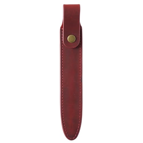 Federmäppchen aus Leder Stifthülle aus Leder mit Schnalle, schützende Stifthülle aus Leder für Arbeit, Büro (Farbe : Wine red, Size : 17.5x2.7cm) von GerRit