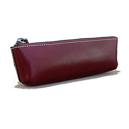 GerRit Federmäppchen aus Leder Bleistift-Taschen-Leder-Bleistift-Taschen-Taschen-Taschen für den Geldbörsen-Zipper-Beutel für Arbeit, Büro (Farbe : Dark red, Size : 19.5x6x3.5cm) von GerRit