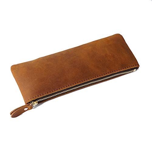 GerRit Federmäppchen aus Leder Durable Leder Bleistiftbeutel Handy Pen Case tragen auf Beutel für Arbeit, Büro (Farbe : Braun, Size : 200x80mm) von GerRit