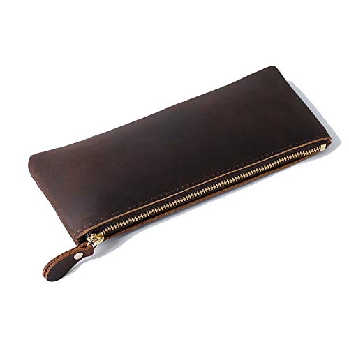 GerRit Federmäppchen aus Leder Durable Leder Bleistiftbeutel Handy Pen Case tragen auf Beutel für Arbeit, Büro (Farbe : Coffee, Size : 200x80mm) von GerRit