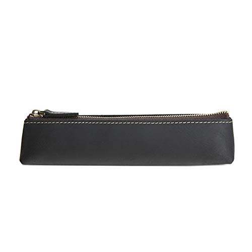 GerRit Federmäppchen aus Leder Leder Bleistiftbeutel Handy Pen Case Classic Work Accessoires Tragen Sie auf Pouch Student für Arbeit, Büro (Farbe : Black, Size : 21x5x3.2cm) von GerRit