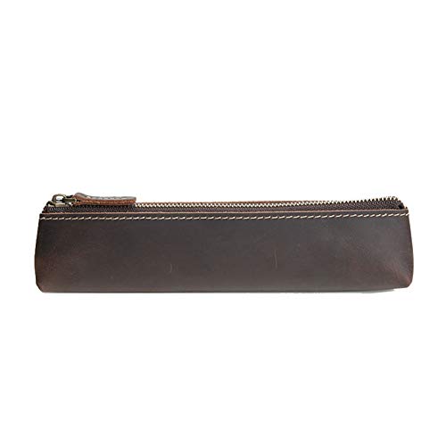 GerRit Federmäppchen aus Leder Leder Bleistiftbeutel Handy Pen Case Classic Work Accessoires Tragen Sie auf Pouch Student für Arbeit, Büro (Farbe : Dark Brown, Size : 21x5x3.2cm) von GerRit