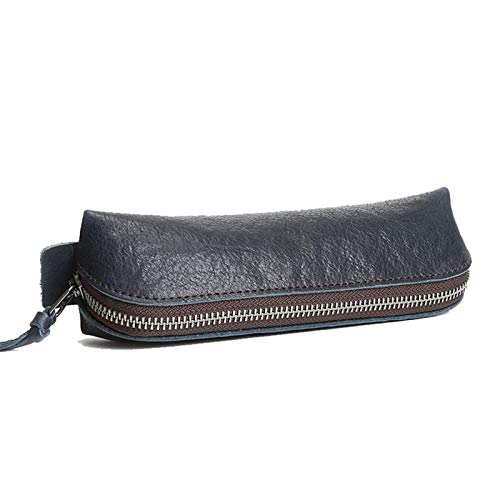 GerRit Federmäppchen aus Leder Leder Bleistiftkoffer Bleistift Tasche Beutel mit Reißverschluss Stifthalter für Arbeit, Büro (Farbe : Black, Size : 19x6x6cm) von GerRit